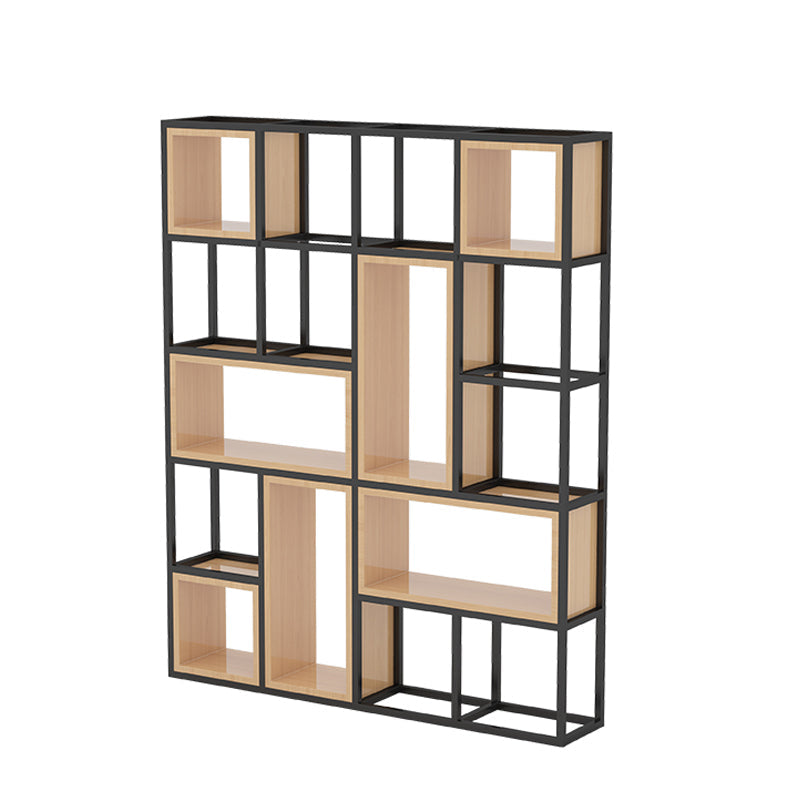 Industrial Open Etagere Bookshelf Iron Frame Solid Wood Shelf Bookshelf 63"L x 9.8"W x 78.7"H Clearhalo 'Bookcases' 'furn' 'furn_bookcases' 'Furniture' 'furniture_bookcases' 'kitchen' 'kitchen_bookcases' 'Living Room Furniture' 'Office Furniture' 4749991