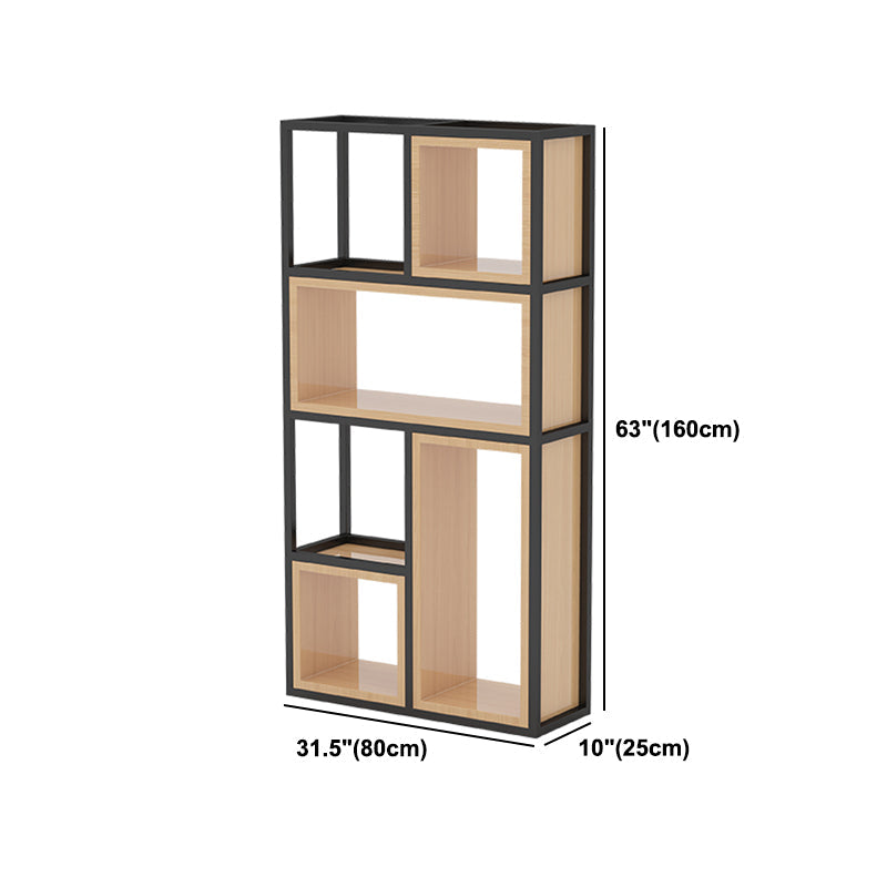 Industrial Open Etagere Bookshelf Iron Frame Solid Wood Shelf Bookshelf Clearhalo 'Bookcases' 'furn' 'furn_bookcases' 'Furniture' 'furniture_bookcases' 'kitchen' 'kitchen_bookcases' 'Living Room Furniture' 'Office Furniture' 4749994
