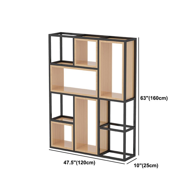 Industrial Open Etagere Bookshelf Iron Frame Solid Wood Shelf Bookshelf Clearhalo 'Bookcases' 'furn' 'furn_bookcases' 'Furniture' 'furniture_bookcases' 'kitchen' 'kitchen_bookcases' 'Living Room Furniture' 'Office Furniture' 4749997