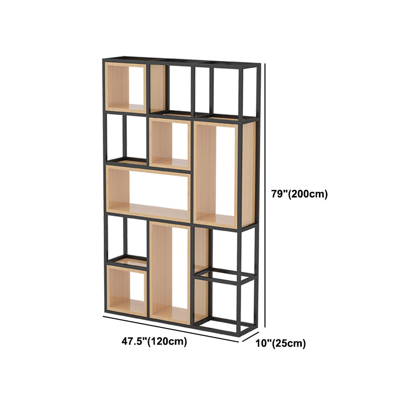 Industrial Open Etagere Bookshelf Iron Frame Solid Wood Shelf Bookshelf Clearhalo 'Bookcases' 'furn' 'furn_bookcases' 'Furniture' 'furniture_bookcases' 'kitchen' 'kitchen_bookcases' 'Living Room Furniture' 'Office Furniture' 4749998