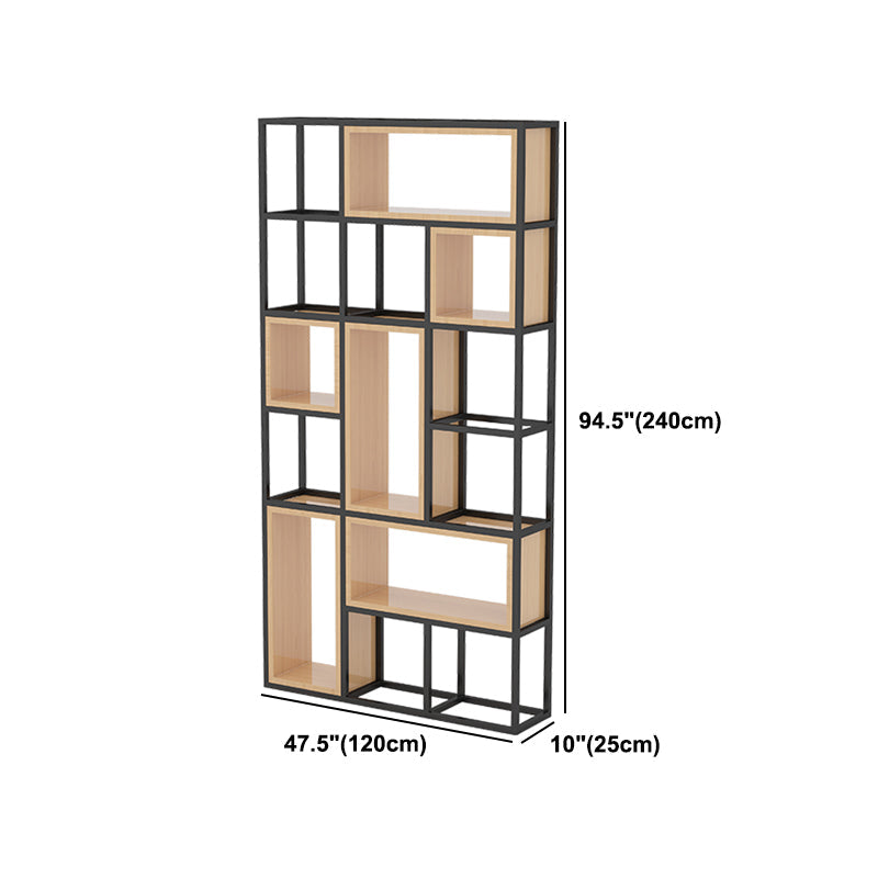Industrial Open Etagere Bookshelf Iron Frame Solid Wood Shelf Bookshelf Clearhalo 'Bookcases' 'furn' 'furn_bookcases' 'Furniture' 'furniture_bookcases' 'kitchen' 'kitchen_bookcases' 'Living Room Furniture' 'Office Furniture' 4749999