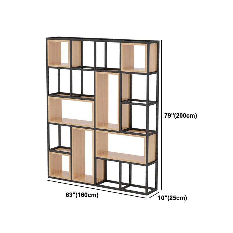 Industrial Open Etagere Bookshelf Iron Frame Solid Wood Shelf Bookshelf Clearhalo 'Bookcases' 'furn' 'furn_bookcases' 'Furniture' 'furniture_bookcases' 'kitchen' 'kitchen_bookcases' 'Living Room Furniture' 'Office Furniture' 4750001