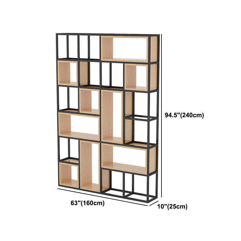 Industrial Open Etagere Bookshelf Iron Frame Solid Wood Shelf Bookshelf Clearhalo 'Bookcases' 'furn' 'furn_bookcases' 'Furniture' 'furniture_bookcases' 'kitchen' 'kitchen_bookcases' 'Living Room Furniture' 'Office Furniture' 4750002