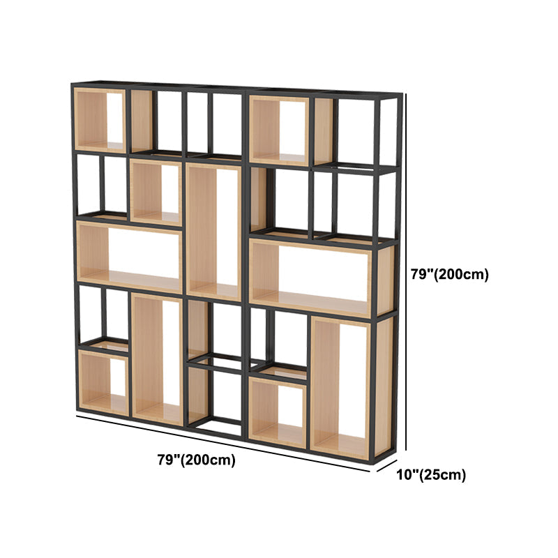 Industrial Open Etagere Bookshelf Iron Frame Solid Wood Shelf Bookshelf Clearhalo 'Bookcases' 'furn' 'furn_bookcases' 'Furniture' 'furniture_bookcases' 'kitchen' 'kitchen_bookcases' 'Living Room Furniture' 'Office Furniture' 4750003