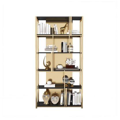 11.81"W 78.74"H Bookshelf Glam Style Open Back Bookcase for Study Room Home Office Gold-Black Clearhalo 'Bookcases' 'furn' 'furn_bookcases' 'Furniture' 'furniture_bookcases' 'kitchen' 'kitchen_bookcases' 'Living Room Furniture' 'Office Furniture' 4750005