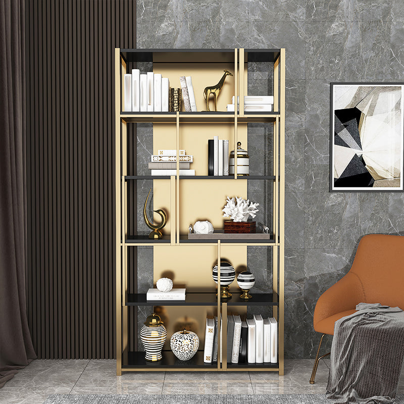 11.81"W 78.74"H Bookshelf Glam Style Open Back Bookcase for Study Room Home Office Clearhalo 'Bookcases' 'furn' 'furn_bookcases' 'Furniture' 'furniture_bookcases' 'kitchen' 'kitchen_bookcases' 'Living Room Furniture' 'Office Furniture' 4750008