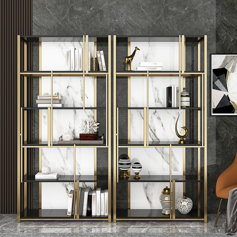 11.81"W 78.74"H Bookshelf Glam Style Open Back Bookcase for Study Room Home Office Clearhalo 'Bookcases' 'furn' 'furn_bookcases' 'Furniture' 'furniture_bookcases' 'kitchen' 'kitchen_bookcases' 'Living Room Furniture' 'Office Furniture' 4750009