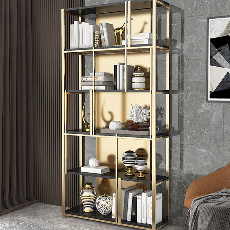 11.81"W 78.74"H Bookshelf Glam Style Open Back Bookcase for Study Room Home Office Clearhalo 'Bookcases' 'furn' 'furn_bookcases' 'Furniture' 'furniture_bookcases' 'kitchen' 'kitchen_bookcases' 'Living Room Furniture' 'Office Furniture' 4750015