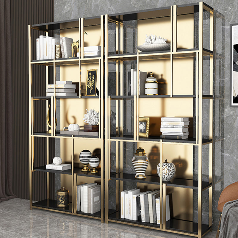 11.81"W 78.74"H Bookshelf Glam Style Open Back Bookcase for Study Room Home Office Clearhalo 'Bookcases' 'furn' 'furn_bookcases' 'Furniture' 'furniture_bookcases' 'kitchen' 'kitchen_bookcases' 'Living Room Furniture' 'Office Furniture' 4750016