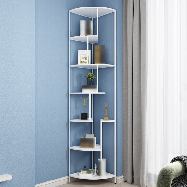 Industrial Metal Corner Bookshelf Open Vertical Bookshelf for Living Room White Clearhalo 'Bookcases' 'furn' 'furn_bookcases' 'Furniture' 'furniture_bookcases' 'kitchen' 'kitchen_bookcases' 'Living Room Furniture' 'Office Furniture' 4750028