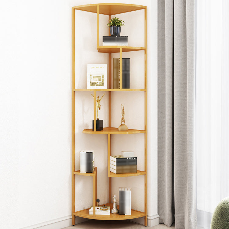 Industrial Metal Corner Bookshelf Open Vertical Bookshelf for Living Room Bronze Clearhalo 'Bookcases' 'furn' 'furn_bookcases' 'Furniture' 'furniture_bookcases' 'kitchen' 'kitchen_bookcases' 'Living Room Furniture' 'Office Furniture' 4750032