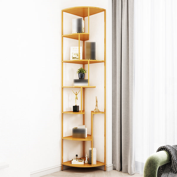 Industrial Metal Corner Bookshelf Open Vertical Bookshelf for Living Room Bronze Clearhalo 'Bookcases' 'furn' 'furn_bookcases' 'Furniture' 'furniture_bookcases' 'kitchen' 'kitchen_bookcases' 'Living Room Furniture' 'Office Furniture' 4750034