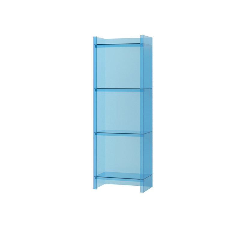 Scandinavian Acrylic Standard Bookshelf Closed Back Vertical Bookshelf 15.7"L x 9.8"W x 46.5"H Lake Blue Clearhalo 'Bookcases' 'furn' 'furn_bookcases' 'Furniture' 'furniture_bookcases' 'kitchen' 'kitchen_bookcases' 'Living Room Furniture' 'Office Furniture' 4750074