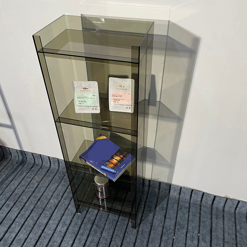 Scandinavian Acrylic Standard Bookshelf Closed Back Vertical Bookshelf 15.7"L x 9.8"W x 46.5"H Grey Clearhalo 'Bookcases' 'furn' 'furn_bookcases' 'Furniture' 'furniture_bookcases' 'kitchen' 'kitchen_bookcases' 'Living Room Furniture' 'Office Furniture' 4750076