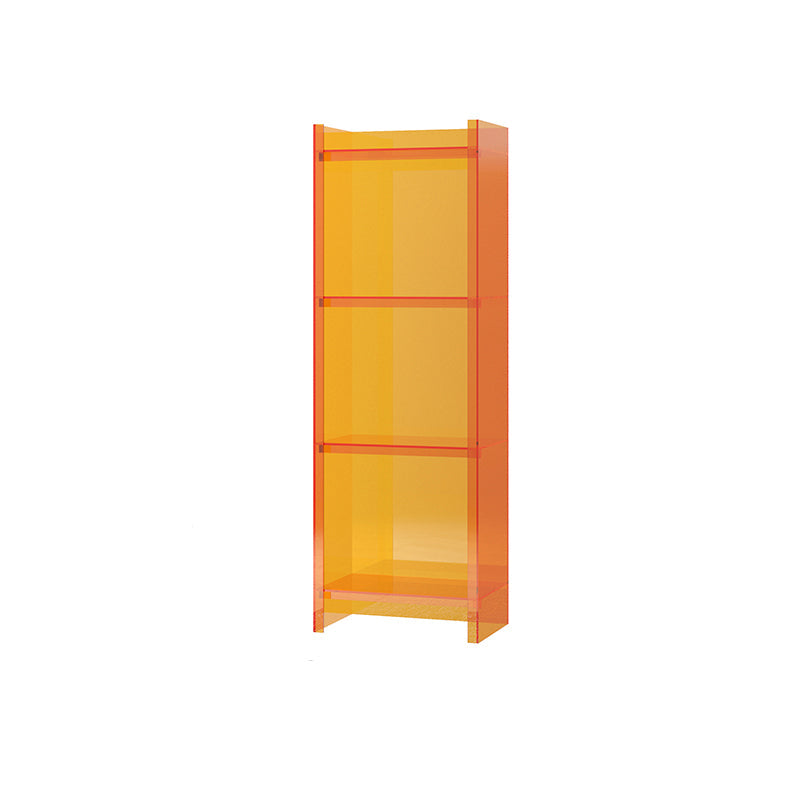 Scandinavian Acrylic Standard Bookshelf Closed Back Vertical Bookshelf 15.7"L x 9.8"W x 46.5"H Orange Clearhalo 'Bookcases' 'furn' 'furn_bookcases' 'Furniture' 'furniture_bookcases' 'kitchen' 'kitchen_bookcases' 'Living Room Furniture' 'Office Furniture' 4750082