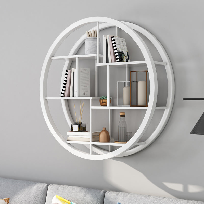 Industrial Wall Mounted Bookshelf Iron Closed Back Bookshelf for Home 31.5"L x 7.1"W x 31.5"H White Clearhalo 'Bookcases' 'furn' 'furn_bookcases' 'Furniture' 'furniture_bookcases' 'kitchen' 'kitchen_bookcases' 'Living Room Furniture' 'Office Furniture' 4750094