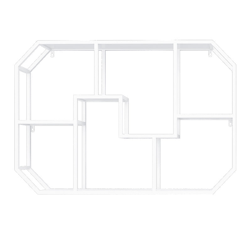 Industrial Wall Mounted Bookshelf Iron Closed Back Bookshelf for Home 37.4"L x 7.1"W x 25.6"H White Clearhalo 'Bookcases' 'furn' 'furn_bookcases' 'Furniture' 'furniture_bookcases' 'kitchen' 'kitchen_bookcases' 'Living Room Furniture' 'Office Furniture' 4750095