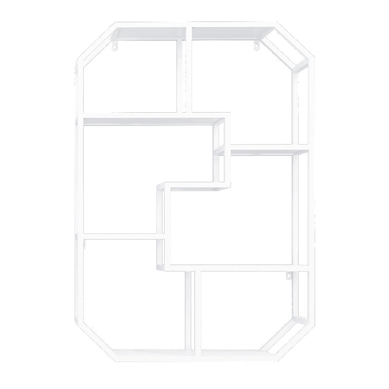 Industrial Wall Mounted Bookshelf Iron Closed Back Bookshelf for Home 25.6"L x 7.1"W x 37.4"H White Clearhalo 'Bookcases' 'furn' 'furn_bookcases' 'Furniture' 'furniture_bookcases' 'kitchen' 'kitchen_bookcases' 'Living Room Furniture' 'Office Furniture' 4750097