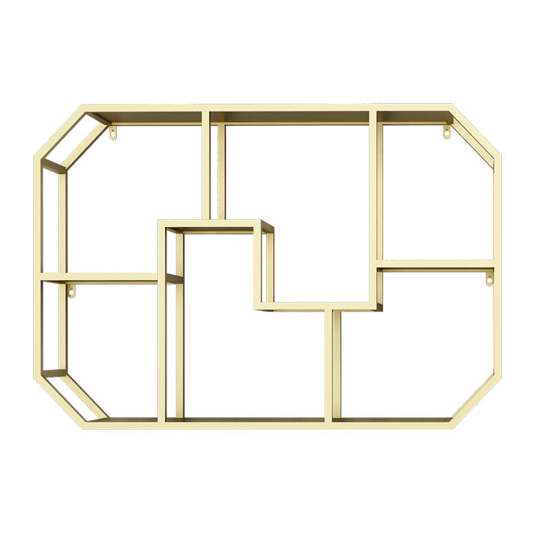 Industrial Wall Mounted Bookshelf Iron Closed Back Bookshelf for Home 37.4"L x 7.1"W x 25.6"H Gold Clearhalo 'Bookcases' 'furn' 'furn_bookcases' 'Furniture' 'furniture_bookcases' 'kitchen' 'kitchen_bookcases' 'Living Room Furniture' 'Office Furniture' 4750098