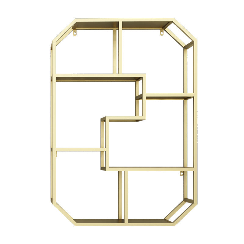 Industrial Wall Mounted Bookshelf Iron Closed Back Bookshelf for Home 25.6"L x 7.1"W x 37.4"H Gold Clearhalo 'Bookcases' 'furn' 'furn_bookcases' 'Furniture' 'furniture_bookcases' 'kitchen' 'kitchen_bookcases' 'Living Room Furniture' 'Office Furniture' 4750100