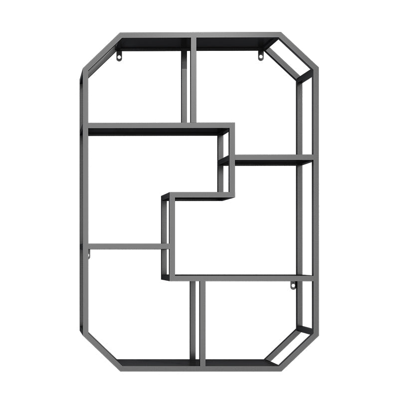 Industrial Wall Mounted Bookshelf Iron Closed Back Bookshelf for Home 25.6"L x 7.1"W x 37.4"H Black Clearhalo 'Bookcases' 'furn' 'furn_bookcases' 'Furniture' 'furniture_bookcases' 'kitchen' 'kitchen_bookcases' 'Living Room Furniture' 'Office Furniture' 4750102