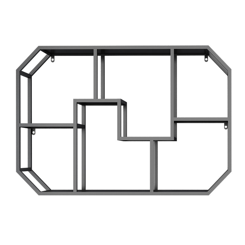 Industrial Wall Mounted Bookshelf Iron Closed Back Bookshelf for Home 37.4"L x 7.1"W x 25.6"H Black Clearhalo 'Bookcases' 'furn' 'furn_bookcases' 'Furniture' 'furniture_bookcases' 'kitchen' 'kitchen_bookcases' 'Living Room Furniture' 'Office Furniture' 4750104