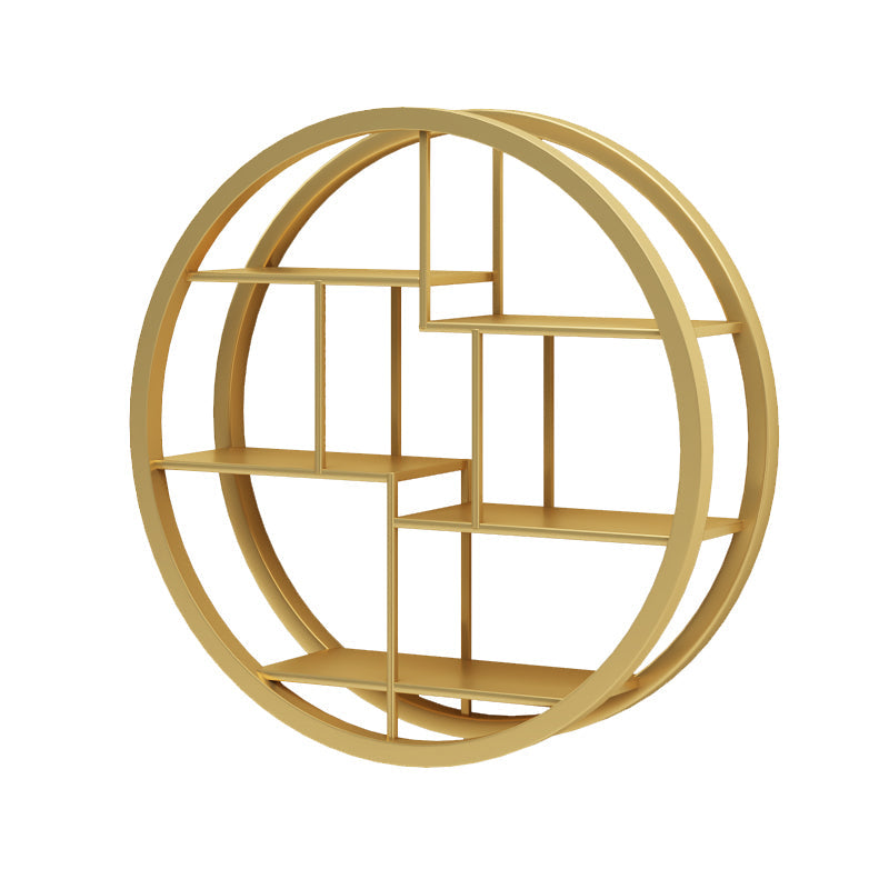 Industrial Wall Mounted Bookshelf Iron Closed Back Bookshelf for Home 31.5"L x 7.1"W x 31.5"H Gold Clearhalo 'Bookcases' 'furn' 'furn_bookcases' 'Furniture' 'furniture_bookcases' 'kitchen' 'kitchen_bookcases' 'Living Room Furniture' 'Office Furniture' 4750107