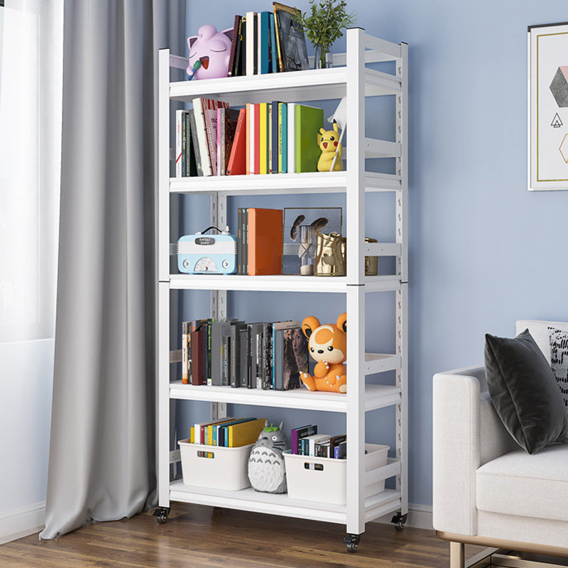 Scandinavian Style Bookcase Open Back Bookshelf for Home Office with Casters White Clearhalo 'Bookcases' 'furn' 'furn_bookcases' 'Furniture' 'furniture_bookcases' 'kitchen' 'kitchen_bookcases' 'Living Room Furniture' 'Office Furniture' 4750115