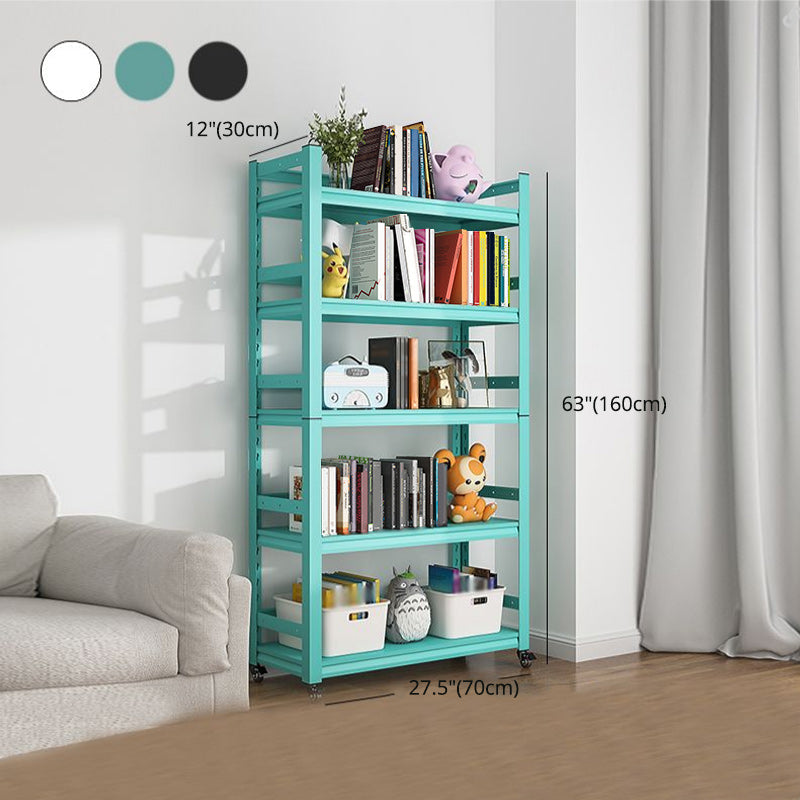 Scandinavian Style Bookcase Open Back Bookshelf for Home Office with Casters Clearhalo 'Bookcases' 'furn' 'furn_bookcases' 'Furniture' 'furniture_bookcases' 'kitchen' 'kitchen_bookcases' 'Living Room Furniture' 'Office Furniture' 4750122