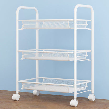 Industrial Steel Etagere Bookshelf Open Vertical Bookshelf with Caster Wheels 17.3"L x 10.2"W x 24.4"H White Clearhalo 'Bookcases' 'furn' 'furn_bookcases' 'Furniture' 'furniture_bookcases' 'kitchen' 'kitchen_bookcases' 'Living Room Furniture' 'Office Furniture' 4750130