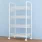 Industrial Steel Etagere Bookshelf Open Vertical Bookshelf with Caster Wheels 17.3"L x 10.2"W x 33.5"H White Clearhalo 'Bookcases' 'furn' 'furn_bookcases' 'Furniture' 'furniture_bookcases' 'kitchen' 'kitchen_bookcases' 'Living Room Furniture' 'Office Furniture' 4750131