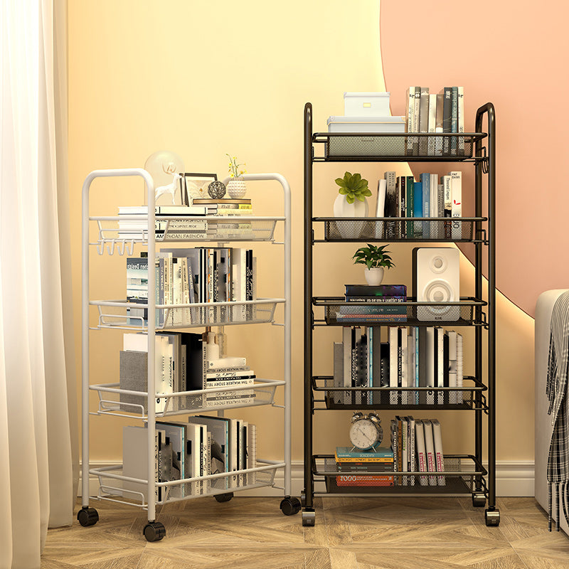 Industrial Steel Etagere Bookshelf Open Vertical Bookshelf with Caster Wheels Clearhalo 'Bookcases' 'furn' 'furn_bookcases' 'Furniture' 'furniture_bookcases' 'kitchen' 'kitchen_bookcases' 'Living Room Furniture' 'Office Furniture' 4750132