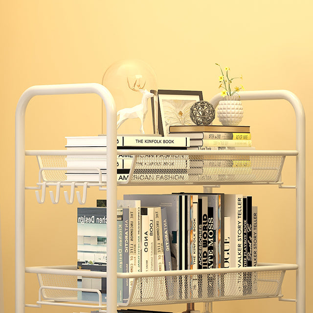 Industrial Steel Etagere Bookshelf Open Vertical Bookshelf with Caster Wheels Clearhalo 'Bookcases' 'furn' 'furn_bookcases' 'Furniture' 'furniture_bookcases' 'kitchen' 'kitchen_bookcases' 'Living Room Furniture' 'Office Furniture' 4750140