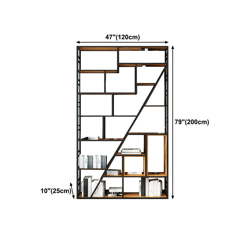 78.74"H Bookshelf Industrial Style Open Back Bookcase for Home Office Clearhalo 'Bookcases' 'furn' 'furn_bookcases' 'Furniture' 'furniture_bookcases' 'kitchen' 'kitchen_bookcases' 'Living Room Furniture' 'Office Furniture' 4750161