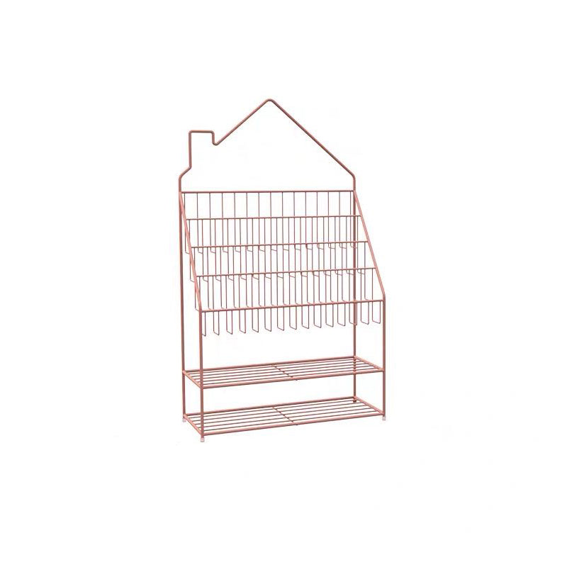 Industrial Metal Ladder Bookshelf Closed Back Iron Bookshelf for Home 23.6"L x 9.8"W x 40.3"H Pink Clearhalo 'Bookcases' 'furn' 'furn_bookcases' 'Furniture' 'furniture_bookcases' 'kitchen' 'kitchen_bookcases' 'Living Room Furniture' 'Office Furniture' 4750165