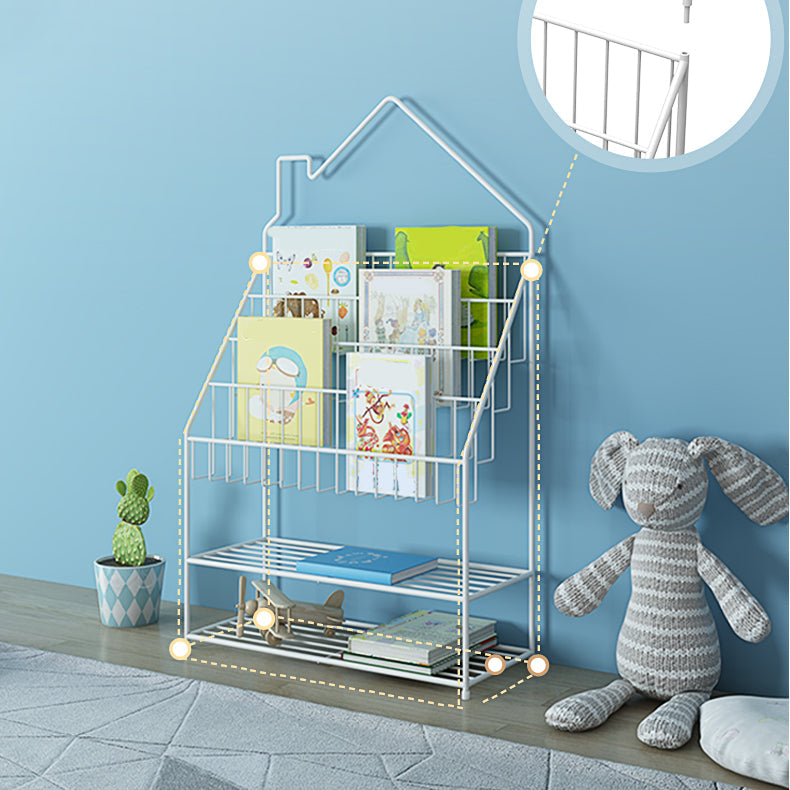 Industrial Metal Ladder Bookshelf Closed Back Iron Bookshelf for Home 23.6"L x 9.8"W x 40.3"H White Clearhalo 'Bookcases' 'furn' 'furn_bookcases' 'Furniture' 'furniture_bookcases' 'kitchen' 'kitchen_bookcases' 'Living Room Furniture' 'Office Furniture' 4750167