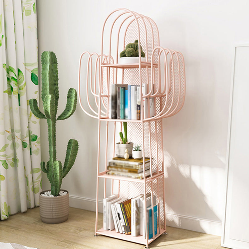 Closed Back Metal Bookshelf Scandinavian Style Bookcase for Home Office Pink Clearhalo 'Bookcases' 'furn' 'furn_bookcases' 'Furniture' 'furniture_bookcases' 'kitchen' 'kitchen_bookcases' 'Living Room Furniture' 'Office Furniture' 4750192