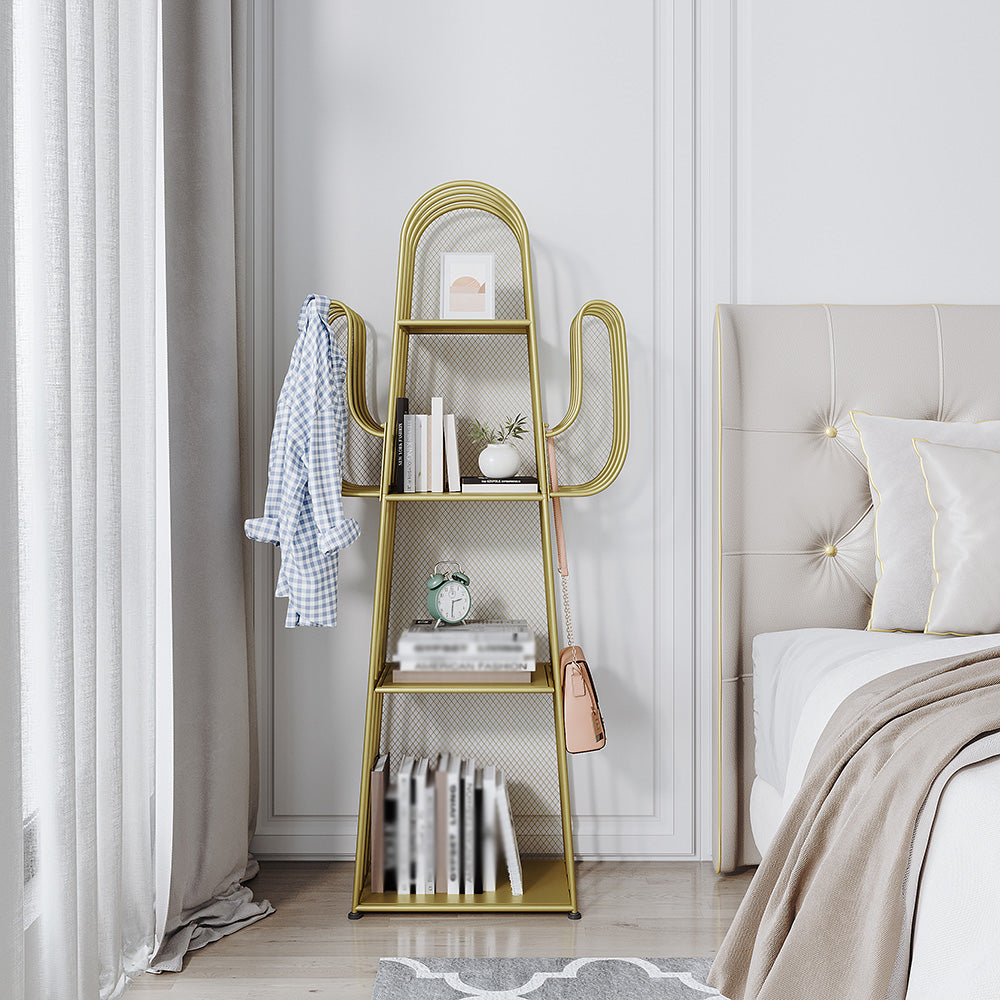 Closed Back Metal Bookshelf Scandinavian Style Bookcase for Home Office Gold Clearhalo 'Bookcases' 'furn' 'furn_bookcases' 'Furniture' 'furniture_bookcases' 'kitchen' 'kitchen_bookcases' 'Living Room Furniture' 'Office Furniture' 4750197