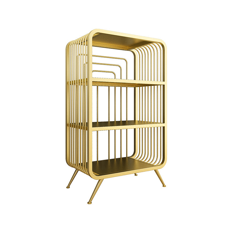 Gold Scandinavian Iron Standard Bookshelf Closed Back Vertical Bookshelf for Bedroom 16.1"L x 11.8"W x 25.6"H Clearhalo 'Bookcases' 'furn' 'furn_bookcases' 'Furniture' 'furniture_bookcases' 'kitchen' 'kitchen_bookcases' 'Living Room Furniture' 'Office Furniture' 4750213
