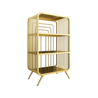 Gold Scandinavian Iron Standard Bookshelf Closed Back Vertical Bookshelf for Bedroom 16.1"L x 11.8"W x 25.6"H Clearhalo 'Bookcases' 'furn' 'furn_bookcases' 'Furniture' 'furniture_bookcases' 'kitchen' 'kitchen_bookcases' 'Living Room Furniture' 'Office Furniture' 4750213