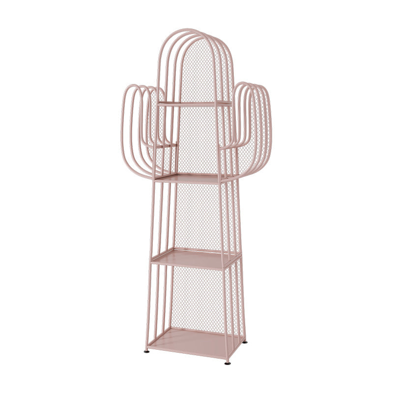 Industrial Iron Geometric Bookshelf Closed Back Vertical Bookshelf,18.1"L x 11.8"W x 59"H Pink Clearhalo 'Bookcases' 'furn' 'furn_bookcases' 'Furniture' 'furniture_bookcases' 'kitchen' 'kitchen_bookcases' 'Living Room Furniture' 'Office Furniture' 4750222
