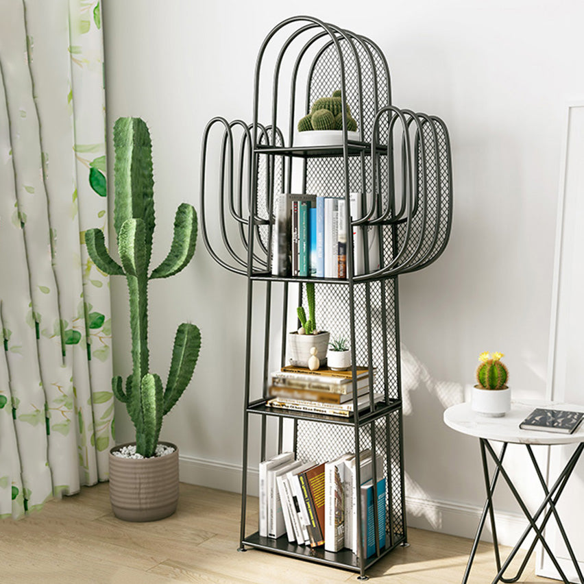 Industrial Iron Geometric Bookshelf Closed Back Vertical Bookshelf,18.1"L x 11.8"W x 59"H Clearhalo 'Bookcases' 'furn' 'furn_bookcases' 'Furniture' 'furniture_bookcases' 'kitchen' 'kitchen_bookcases' 'Living Room Furniture' 'Office Furniture' 4750226