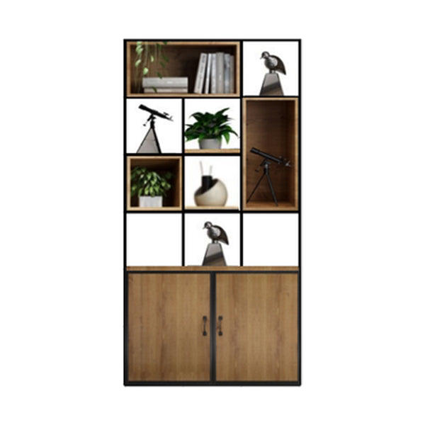 Industrial Style Bookshelf Solid Wood Open Back Bookcase for Home Office 35.4"L x 11.8"W x 70.9"H Clearhalo 'Bookcases' 'furn' 'furn_bookcases' 'Furniture' 'furniture_bookcases' 'kitchen' 'kitchen_bookcases' 'Living Room Furniture' 'Office Furniture' 4750237