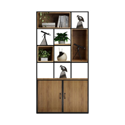 Industrial Style Bookshelf Solid Wood Open Back Bookcase for Home Office 35.4"L x 11.8"W x 70.9"H Clearhalo 'Bookcases' 'furn' 'furn_bookcases' 'Furniture' 'furniture_bookcases' 'kitchen' 'kitchen_bookcases' 'Living Room Furniture' 'Office Furniture' 4750237