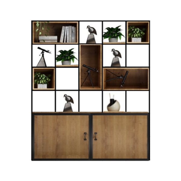 Industrial Style Bookshelf Solid Wood Open Back Bookcase for Home Office 59.1"L x 11.8"W x 70.9"H Clearhalo 'Bookcases' 'furn' 'furn_bookcases' 'Furniture' 'furniture_bookcases' 'kitchen' 'kitchen_bookcases' 'Living Room Furniture' 'Office Furniture' 4750240