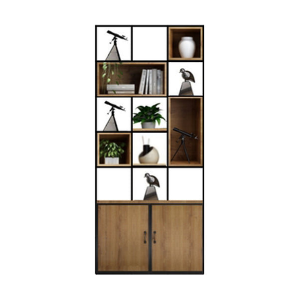 Industrial Style Bookshelf Solid Wood Open Back Bookcase for Home Office 35.4"L x 11.8"W x 82.7"H Clearhalo 'Bookcases' 'furn' 'furn_bookcases' 'Furniture' 'furniture_bookcases' 'kitchen' 'kitchen_bookcases' 'Living Room Furniture' 'Office Furniture' 4750242