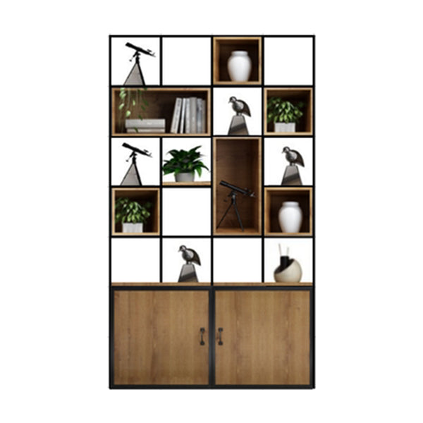 Industrial Style Bookshelf Solid Wood Open Back Bookcase for Home Office 47.2"L x 11.8"W x 82.7"H Clearhalo 'Bookcases' 'furn' 'furn_bookcases' 'Furniture' 'furniture_bookcases' 'kitchen' 'kitchen_bookcases' 'Living Room Furniture' 'Office Furniture' 4750244