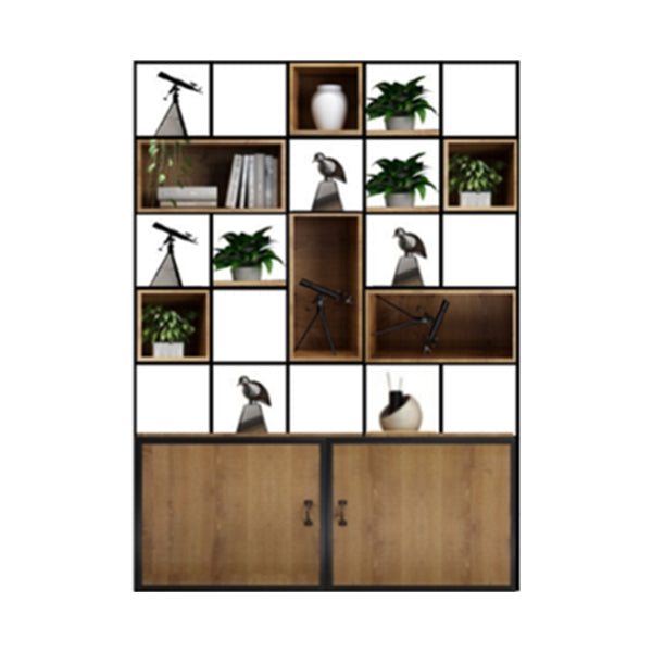 Industrial Style Bookshelf Solid Wood Open Back Bookcase for Home Office 59.1"L x 11.8"W x 82.7"H Clearhalo 'Bookcases' 'furn' 'furn_bookcases' 'Furniture' 'furniture_bookcases' 'kitchen' 'kitchen_bookcases' 'Living Room Furniture' 'Office Furniture' 4750246