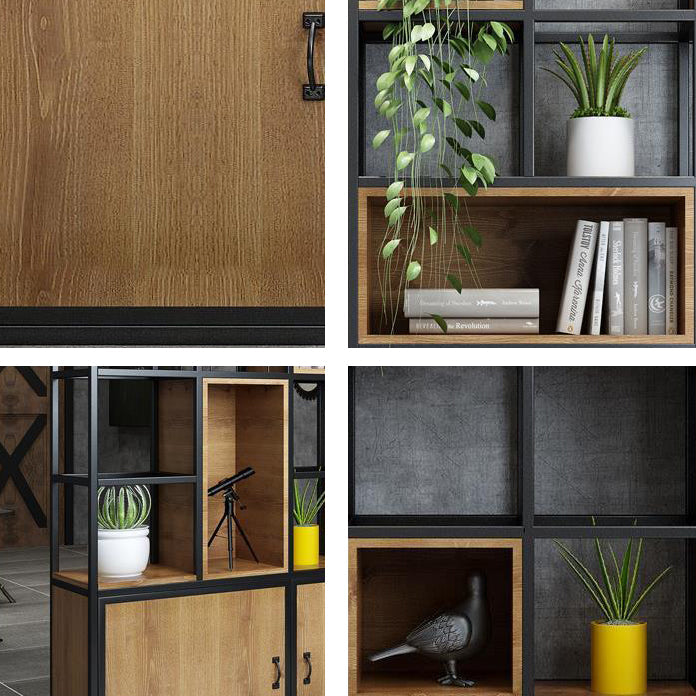 Industrial Style Bookshelf Solid Wood Open Back Bookcase for Home Office Clearhalo 'Bookcases' 'furn' 'furn_bookcases' 'Furniture' 'furniture_bookcases' 'kitchen' 'kitchen_bookcases' 'Living Room Furniture' 'Office Furniture' 4750247