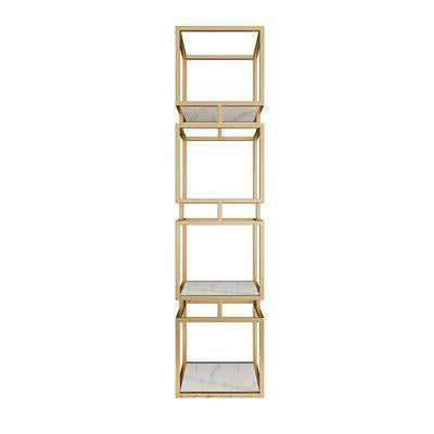 Industrial Metal Open Back Bookshelf Vertical Bookshelf for Living Room 11.8"L x 11.8"W x 63"H Gold Clearhalo 'Bookcases' 'furn' 'furn_bookcases' 'Furniture' 'furniture_bookcases' 'kitchen' 'kitchen_bookcases' 'Living Room Furniture' 'Office Furniture' 4750285